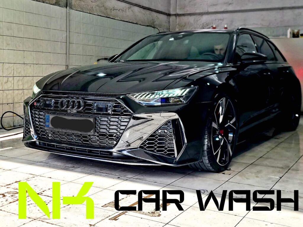 Μαύρο Audi μετά από επαγγελματικό καθαρισμό στο NK Car Wash Πέραμα.